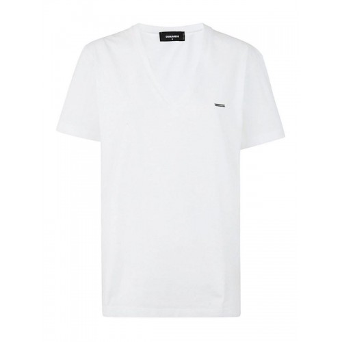 Tricou DSQUARED2, Brand Logo, Guler V White Tricou DSQUARED2, Brand Logo, Guler V White