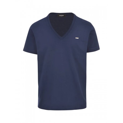 Tricou DSQUARED2, Brand Logo, Guler V  Bleumarin Tricou DSQUARED2, Brand Logo, Guler V  Bleumarin