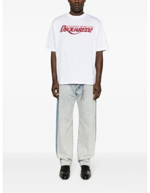 TRICOU DSQUARED2, Team 1995 Print, White - S74GD1257S23009100