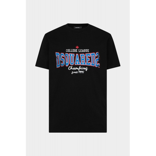 Tricou DSQUARED2, Champions, Logo Insert, Negru Tricou DSQUARED2, Champions, Logo Insert, Negru