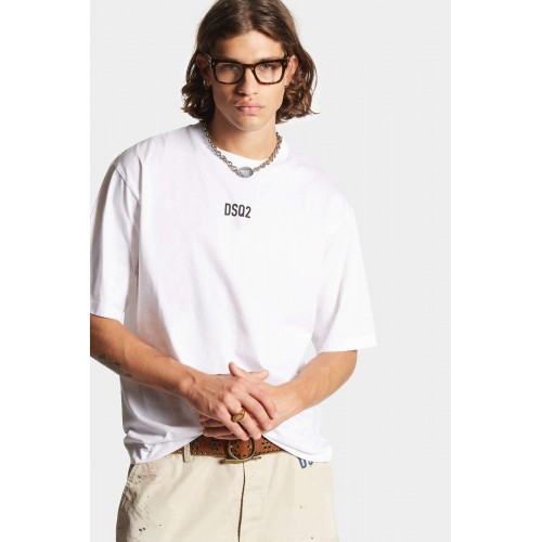 Tricou DSQUARED2, Brand Logo, Alb Tricou DSQUARED2, Brand Logo, Alb