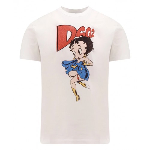 Tricou DSQUARED2, Betty Boop Print, Alb Tricou DSQUARED2, Betty Boop Print, Alb