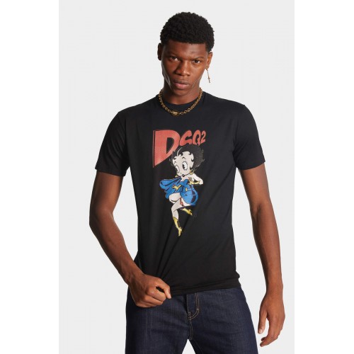 Tricou DSQUARED2, Betty Boop Print, Negru Tricou DSQUARED2, Betty Boop Print, Negru