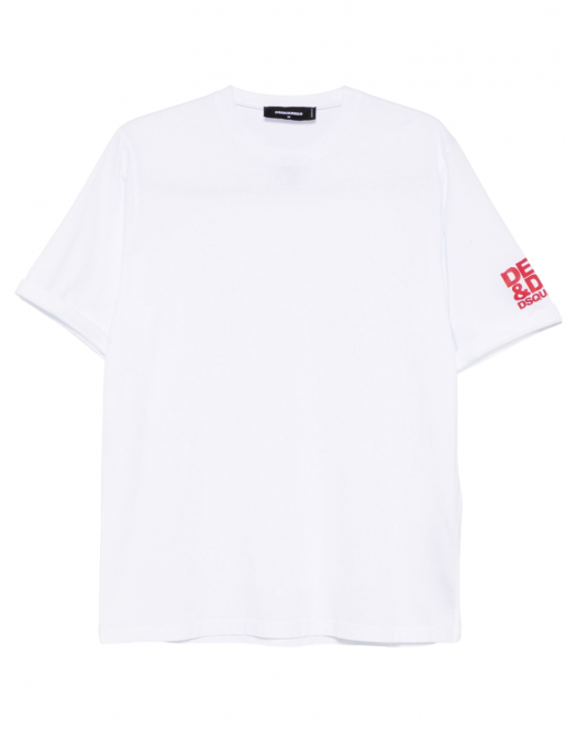 Tricou DSQUARED2, Round Neck, Simple, Red Logo, White - S74GD1300S22427100 Tricou DSQUARED2, Round Neck, Simple, Red Logo, White - S74GD1300S22427100