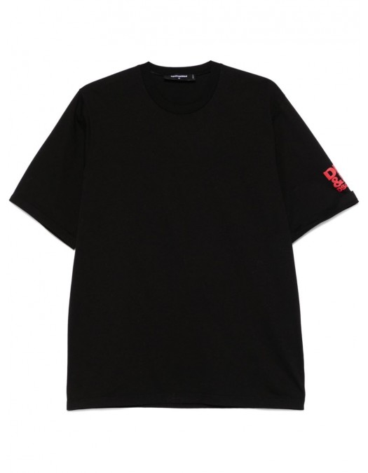 Tricou DSQUARED2, Round Neck, Simple, Red Logo, Black - S74GD1300S22427900 Tricou DSQUARED2, Round Neck, Simple, Red Logo, Black - S74GD1300S22427900
