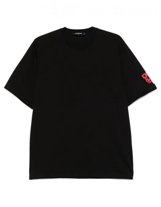 Tricou DSQUARED2, Round Neck, Simple, Red Logo, Black - S74GD1300S22427900 Tricou DSQUARED2, Round Neck, Simple, Red Logo, Black - S74GD1300S22427900