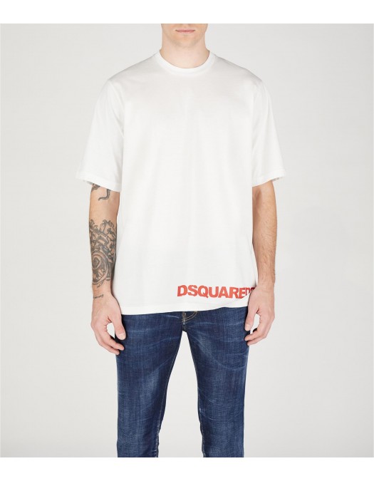 Tricou DSQUARED2, Classic White, Red Logo Insert - S74GD1301S22427100