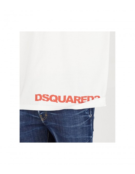 Tricou DSQUARED2, Classic White, Red Logo Insert - S74GD1301S22427100