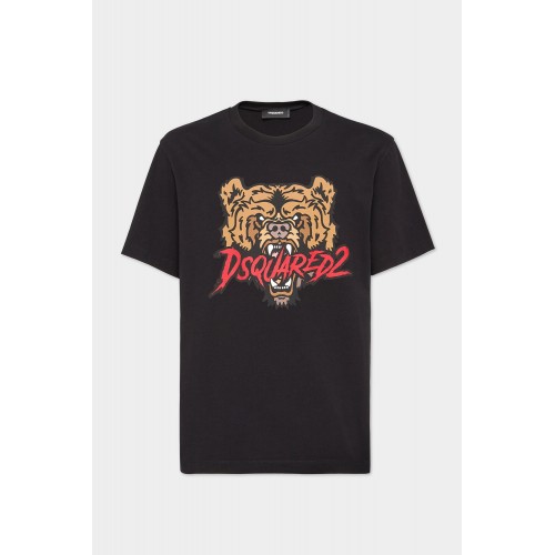 Tricou DSQUARED2, Classic Black, Bear Insert, Regular Fit Tricou DSQUARED2, Classic Black, Bear Insert, Regular Fit