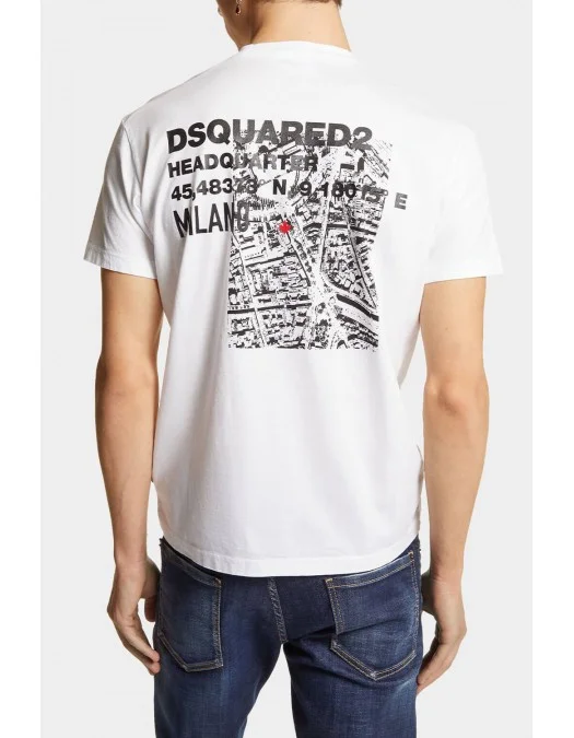 Tricou DSQUARED2, White JERSEY, Print Milano Map - S74GD1338D20020100 Tricou DSQUARED2, White JERSEY, Print Milano Map - S74GD1338D20020100