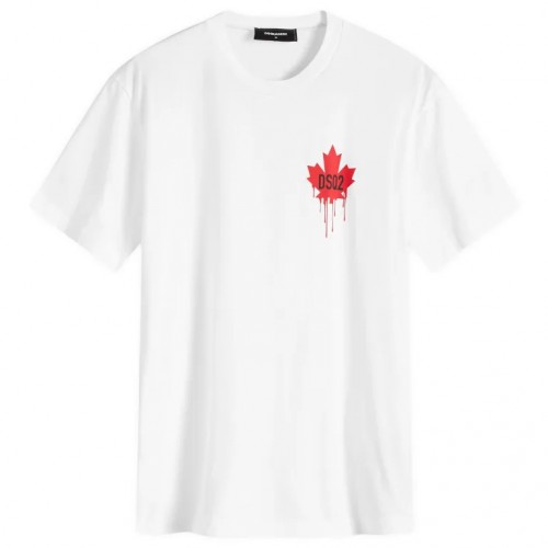 Tricou DSQUARED2, Maple Leaf, Classic White Tricou DSQUARED2, Maple Leaf, Classic White