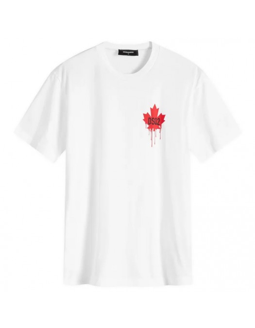 Tricou DSQUARED2, Maple Leaf, Classic White - S74GD1358D20014100