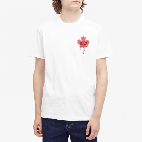 Tricou DSQUARED2, Maple Leaf, Classic White Tricou DSQUARED2, Maple Leaf, Classic White