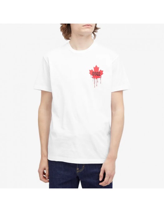 Tricou DSQUARED2, Maple Leaf, Classic White - S74GD1358D20014100