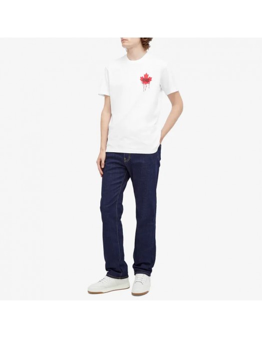 Tricou DSQUARED2, Maple Leaf, Classic White - S74GD1358D20014100