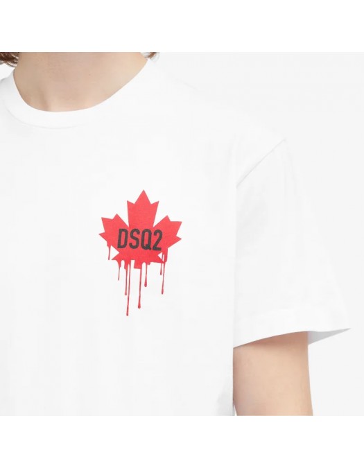 Tricou DSQUARED2, Maple Leaf, Classic White - S74GD1358D20014100