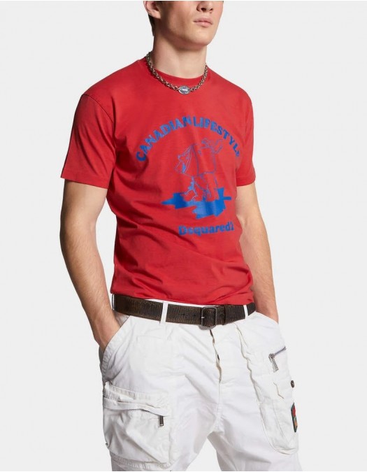 Tricou DSQUARED2, Cool, Fit, Bear Print, Red - S74GD1391D20035307