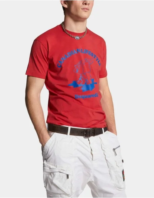 Tricou DSQUARED2, Cool, Fit, Bear Print, Red - S74GD1391D20035307