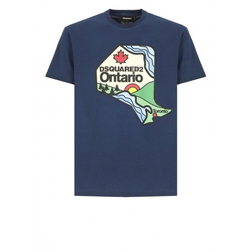 Tricou DSQUARED2, Cool Fit Tee, Ontario Print, Dark Blue Tricou DSQUARED2, Cool Fit Tee, Ontario Print, Dark Blue