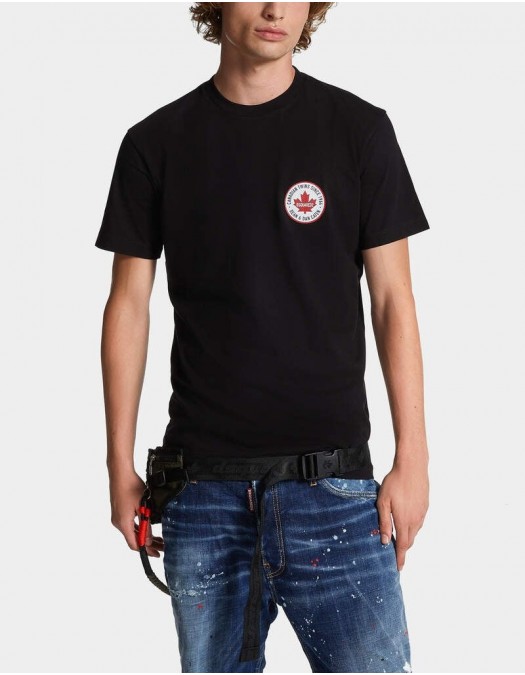 Tricou DSQUARED2, Logo Patch, Cool Fit, Black - S74GD1396D20020100