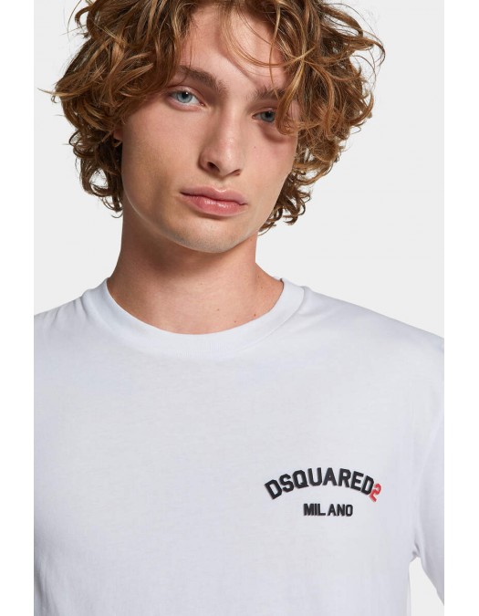 TRICOU DSQUARED, Logo-Print T-shirt, Regular Fit, Alb - S74GD1400D20020100 TRICOU DSQUARED, Logo-Print T-shirt, Regular Fit, Alb - S74GD1400D20020100