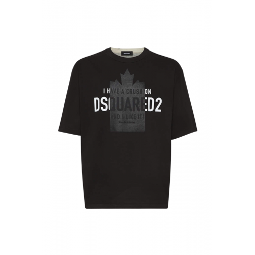TRICOU DSQUARED2, Loose Fit Crush, Black TRICOU DSQUARED2, Loose Fit Crush, Black