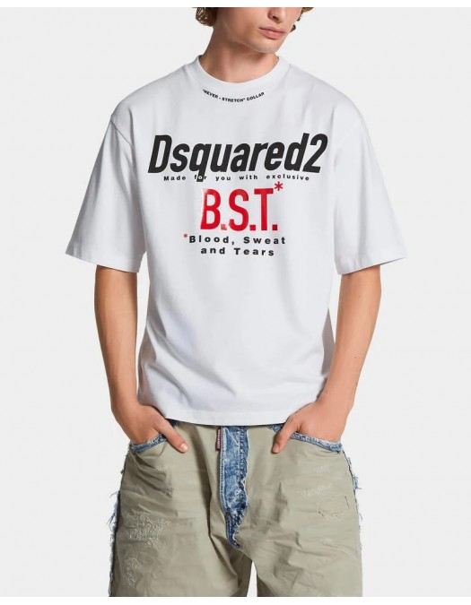 Tricou DSQUARED2, Blood Sweat Tears, Loose Fit, White - S74GD1410D20033100