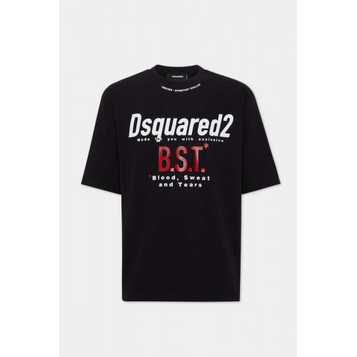 Tricou DSQUARED2, Blood Sweat Tears, Loose Fit, Black Tricou DSQUARED2, Blood Sweat Tears, Loose Fit, Black