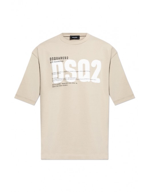 Tricou DSQUARED2, Printed Logo, Text, Beige - S74GD1412D20033800