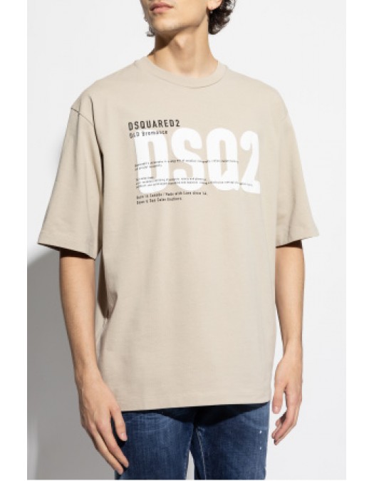 Tricou DSQUARED2, Printed Logo, Text, Beige - S74GD1412D20033800