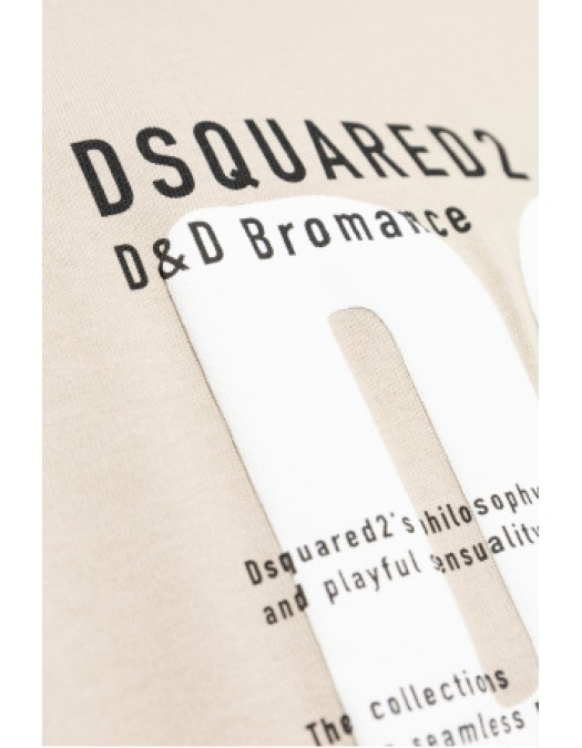 Tricou DSQUARED2, Printed Logo, Text, Beige - S74GD1412D20033800