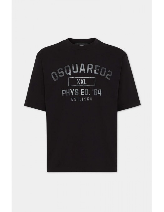 Tricou DSQUARED2, Phys Ed Print, Loose Fit, Black - S74GD1413D20033900