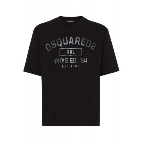 Tricou DSQUARED2, Phys Ed Print, Loose Fit, Black Tricou DSQUARED2, Phys Ed Print, Loose Fit, Black