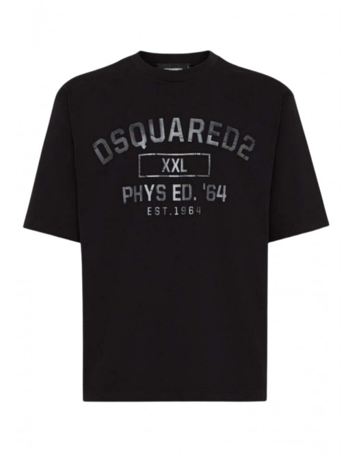 Tricou DSQUARED2, Phys Ed Print, Loose Fit, Black - S74GD1413D20033900 Tricou DSQUARED2, Phys Ed Print, Loose Fit, Black - S74GD1413D20033900