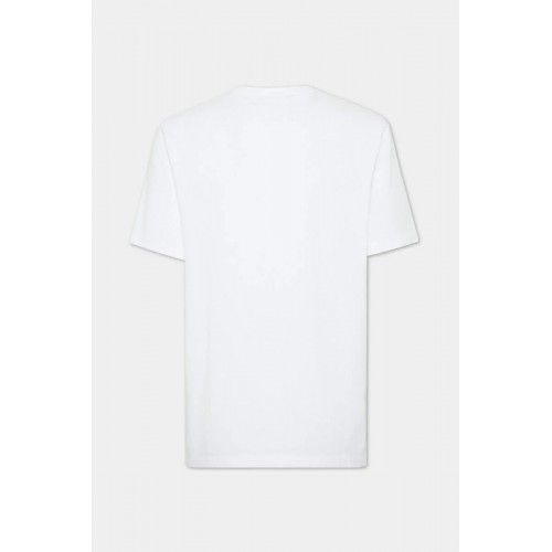 Tricou DSQUARED2, Embroidered Neck, Regular Fit, White Tricou DSQUARED2, Embroidered Neck, Regular Fit, White