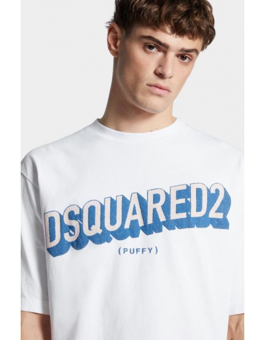 TRICOU DSQUARED2, Logo 3D, Puffy, Alb - S74GD1444D20020100