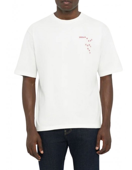 TRICOU DSQUARED2, Falling Logo, Alb, Loose Fit - S74GD1444D20020100