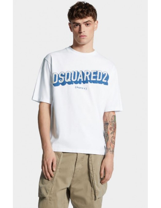 TRICOU DSQUARED2, Logo 3D, Puffy, Alb - S74GD1444D20020100