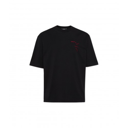 TRICOU DSQUARED2, Falling Logo, Negru, Loose Fit TRICOU DSQUARED2, Falling Logo, Negru, Loose Fit