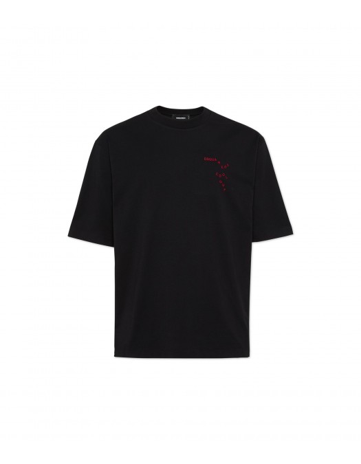 TRICOU DSQUARED2, Falling Logo, Negru, Loose Fit - S74GD1444D20020900 TRICOU DSQUARED2, Falling Logo, Negru, Loose Fit - S74GD1444D20020900