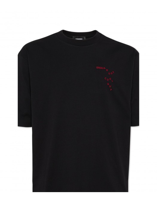 TRICOU DSQUARED2, Falling Logo, Negru, Loose Fit - S74GD1444D20020900 TRICOU DSQUARED2, Falling Logo, Negru, Loose Fit - S74GD1444D20020900