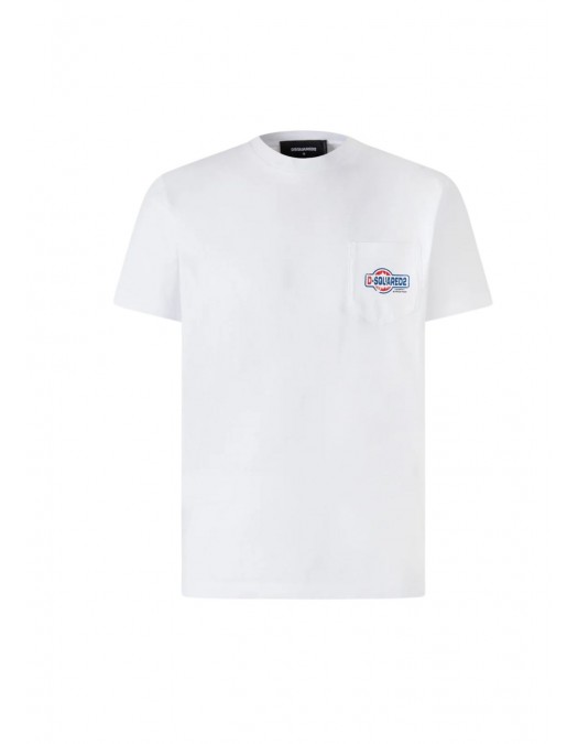 TRICOU DSQUARED2, Buzunar atasat cu logo, Alb, Cool Fit - S74GD1449D20020100 TRICOU DSQUARED2, Buzunar atasat cu logo, Alb, Cool Fit - S74GD1449D20020100