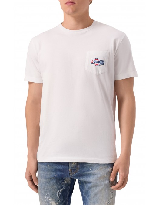 TRICOU DSQUARED2, Buzunar atasat cu logo, Alb, Cool Fit - S74GD1449D20020100