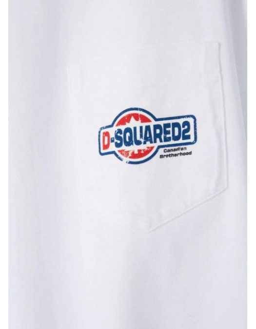TRICOU DSQUARED2, Buzunar atasat cu logo, Alb, Cool Fit - S74GD1449D20020100