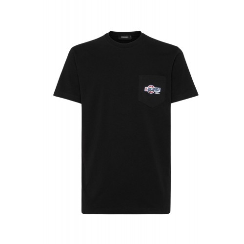 TRICOU DSQUARED2, Buzunar atasat cu logo, Negru, Cool Fit TRICOU DSQUARED2, Buzunar atasat cu logo, Negru, Cool Fit
