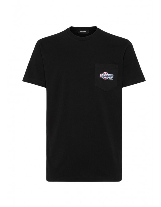 TRICOU DSQUARED2, Buzunar atasat cu logo, Negru - S74GD1449D20020900 TRICOU DSQUARED2, Buzunar atasat cu logo, Negru - S74GD1449D20020900