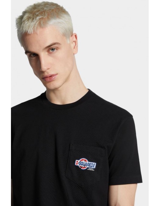 TRICOU DSQUARED2, Buzunar atasat cu logo, Negru - S74GD1449D20020900