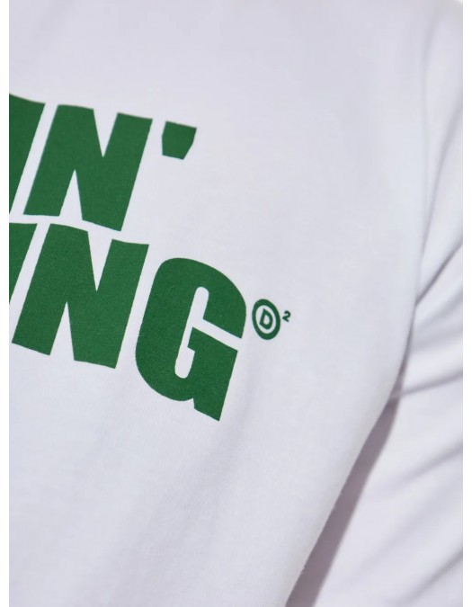 Tricou DSQUARED2, Green Print, Freezing, Logo, White - S74GD1450D20020100 Tricou DSQUARED2, Green Print, Freezing, Logo, White - S74GD1450D20020100