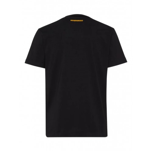 Tricou DSQUARED2, Green Print, Freezing, Logo, Black, Cool Fit Tricou DSQUARED2, Green Print, Freezing, Logo, Black, Cool Fit
