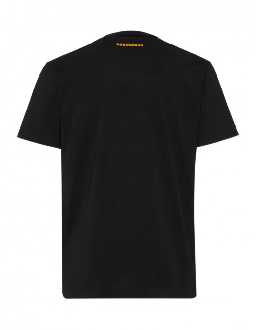 Tricou DSQUARED2, Green Print, Freezing, Logo, Black - S74GD1450D20020900 Tricou DSQUARED2, Green Print, Freezing, Logo, Black - S74GD1450D20020900